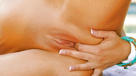 Excellent american milf Dylan Ryder shows big hooters and jerks off near the pool