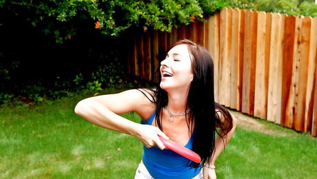 Gracile cuties Danica Dillon and Ashli Orion in amazing 3some action outdoor